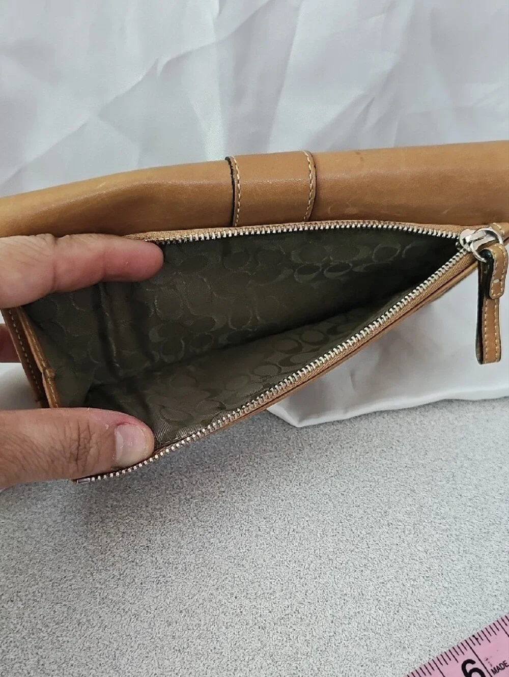 Coach Tan Leather Fold-Over Wallet